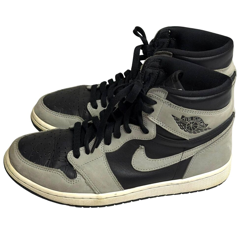Nike Air Jordan 1 Retro High OG Swoosh Shoes Sneakers Black Gray 9